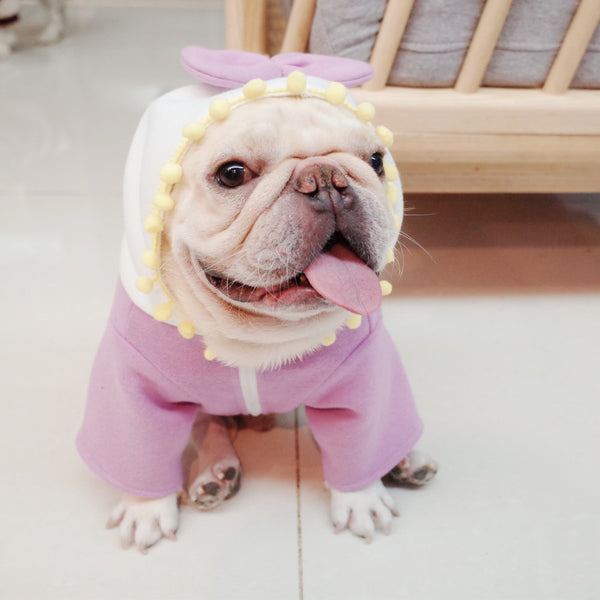 Autumn And Winter Fat Dog Purple Fleece Bow Sweater