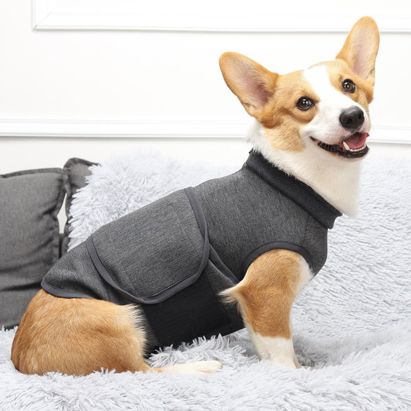 Vêtements pour animaux de compagnie en polyester et coton à double veste pour le confort émotionnel