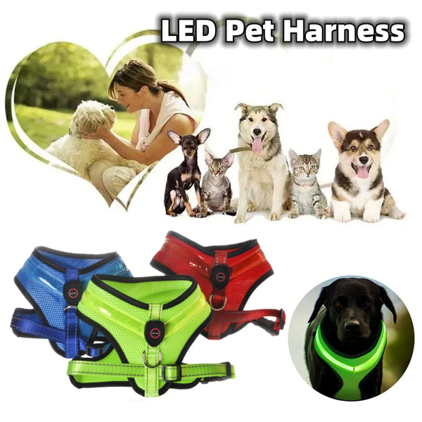 Arnés luminoso LED para perros con carga USB, correa para el pecho para perros, arnés reflectante de seguridad para mascotas, chaleco para mascotas para cachorros, perros grandes, productos para mascotas