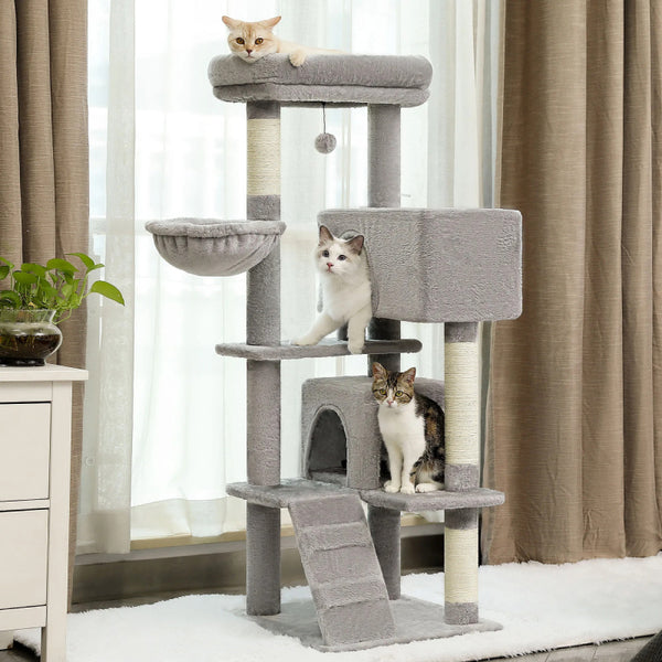 Árbol para gatos grandes con percha espaciosa y hamaca