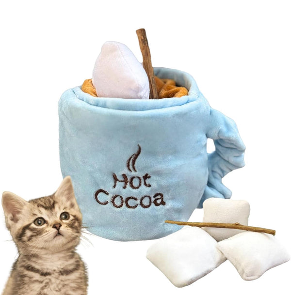 Catnip Toys For Cats Hot Cocoa Cat Treat Puzzle Interactive Cat Chew Toys With Crinkle Sounds For Indoor Kitten Boredom Relief