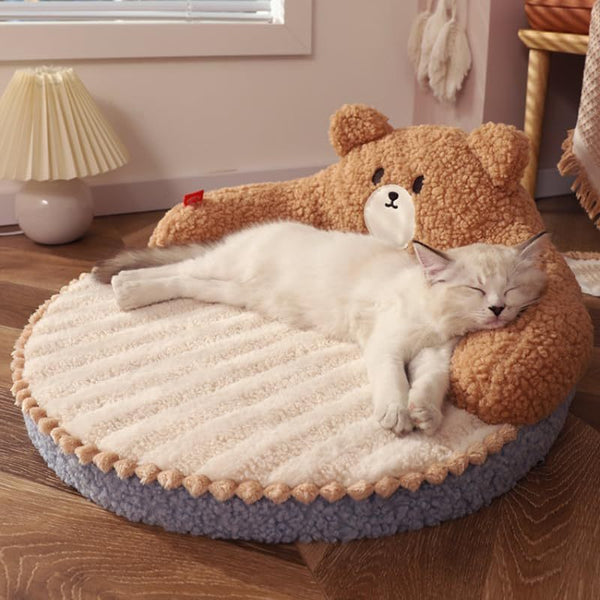 Lit pour chat lavable et confortable, coussin chaud pour chats, chiens, animaux de compagnie, lit pour chat, dossier haut, toutes saisons, design câlin