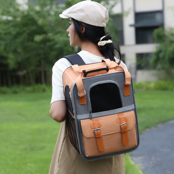 Sac à dos portable d'extérieur pliable et respirant pour chat et chien