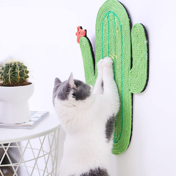 Alfombrilla para rascar con forma de cactus para gatos, de sisal, resistente al desgaste y anticaspa, para sofá, antiarañazos