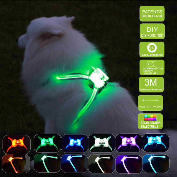 Collar luminoso LED para perros, collar de silicona recargable por USB, collar luminoso para perros, collar Golden Retriever grande, mediano y pequeño