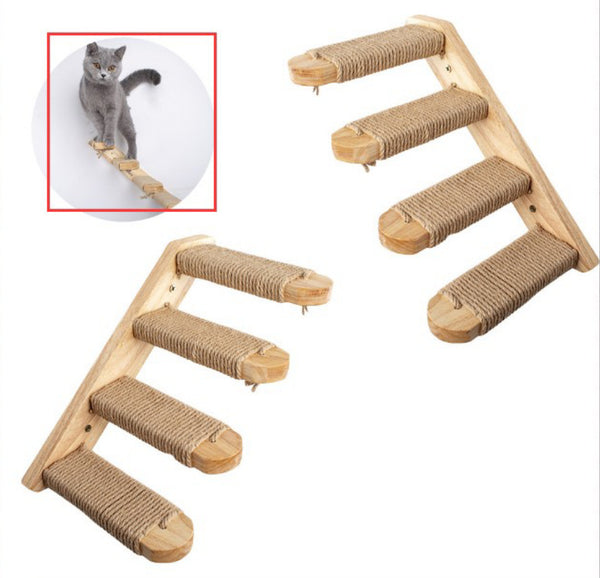 Échelle murale en bois pour chat, tremplin en pin, jouet pour chat multicouche