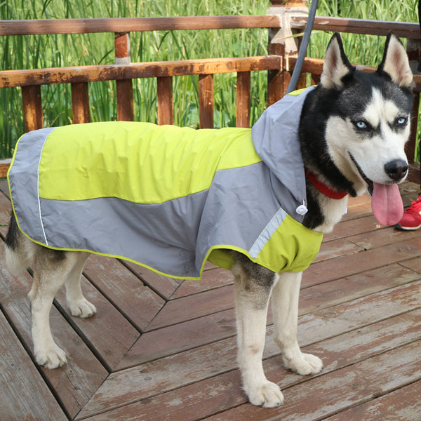 Manteau de pluie pour gros chien à blocs de couleurs Veste respirante pour chien d'extérieur