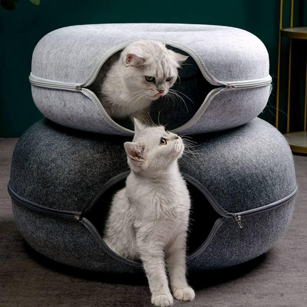 Cama túnel plegable de fieltro para gatos