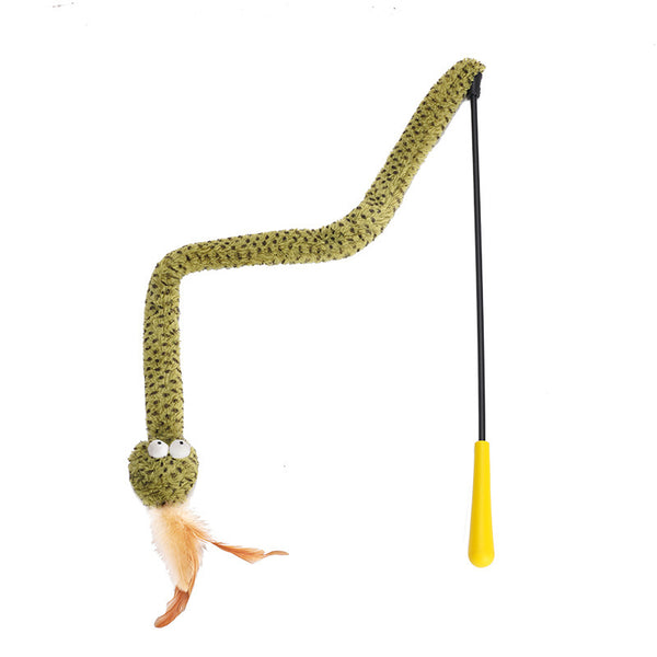 Snake Cat Teasing Stick Cat Toy Cat Teasing Artifact Cat Cat Supplies Self-hi To Relieve Boredom Feather Long Pole