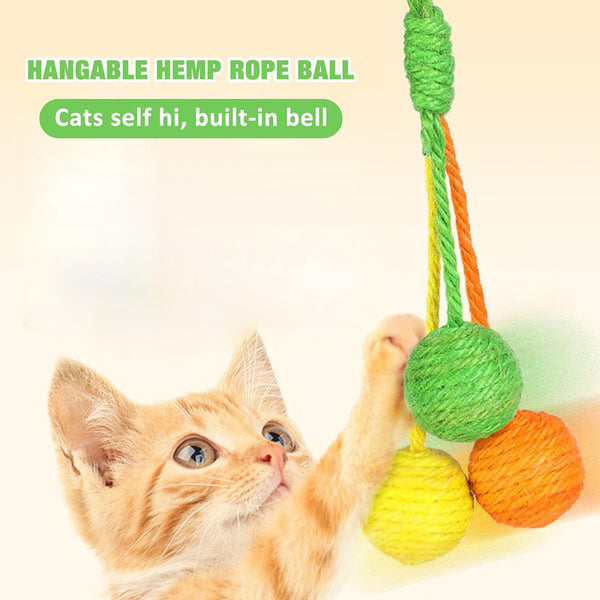 Pelota rascadora para gatos, rascador masticable para gatitos, juguete interactivo masticable de cuerda de sisal para gatos, pelota para gatos, juguete para rascar con forma de bola rodante para gatitos de interior, cachorros y gatos