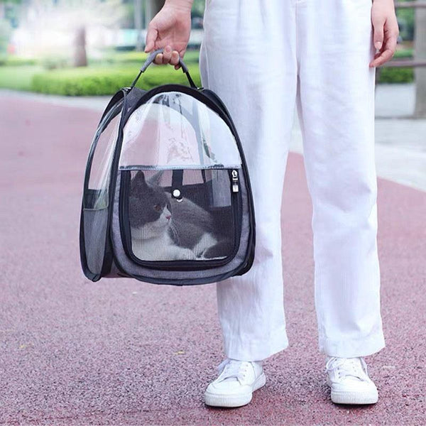 Bolsa de mano transparente adecuada para mascotas, plegable, portátil, ligera, para salidas al aire libre