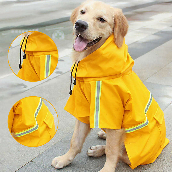 Imperméable pour chien, veste de pluie imperméable pour chien avec bande réfléchissante de sécurité, poncho à capuche pour chien teckel avec laisse pour chiens et chiots