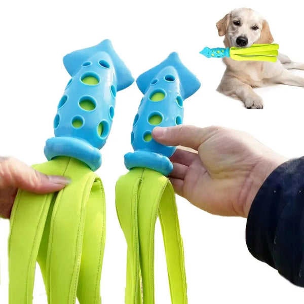 Jouet à mâcher pour animaux de compagnie, nettoyage des dents, jouets couineurs en forme de seiche, jouet interactif d'entraînement à lancer pour chiens de petite, moyenne et grande taille