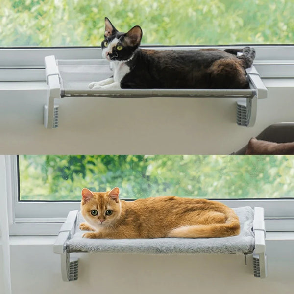 Cama ajustable para ventana para gatos con cojín de dos lados