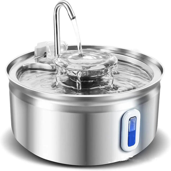 Fontaine à eau automatique en acier inoxydable pour animaux de compagnie de 3,2 L pour chats et chiens