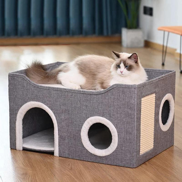 Cama cálida para gatos en invierno