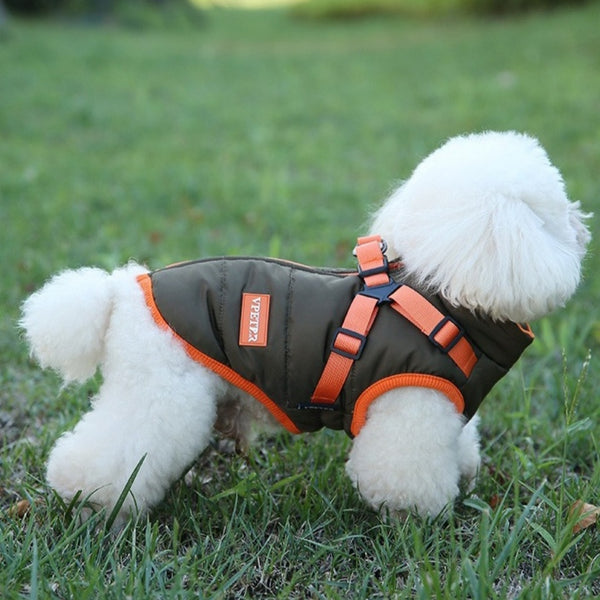 Pet Winter Clothes Plus Velvet Thick Cotton-padded Winter Warm Dog Vest Two-legged Small And Medium-sized Dog Ski Suit