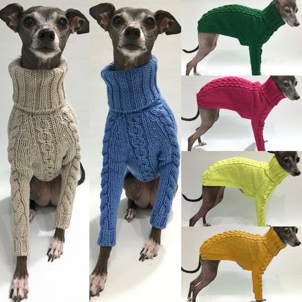 Solid High Collar Dog Sweater