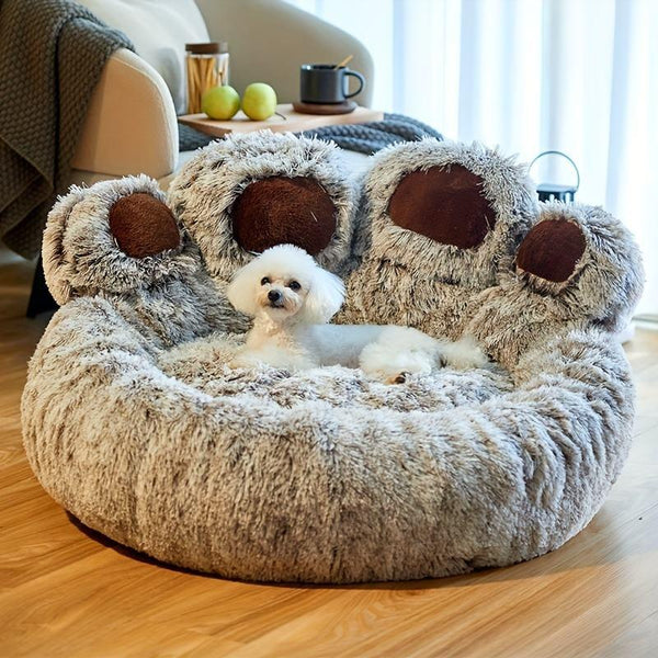 Cómoda cama para mascotas con forma de pata de oso