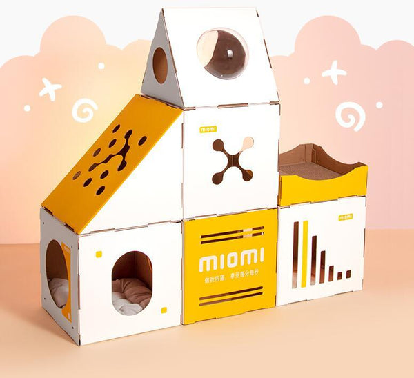 Castle Corrugated Paper Cat House Villa Carton Wear-Resistant Cat Litter