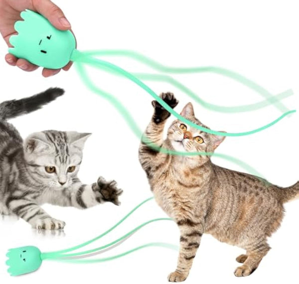 Interactive Cat Toys For Indoor Cats Swinging Tail Cat Toy For Bored Indoor Cats Self Play Electronic Cat Wand Toy With Silicone Tails Rechargeable Automatic Cat Toy For Kitten