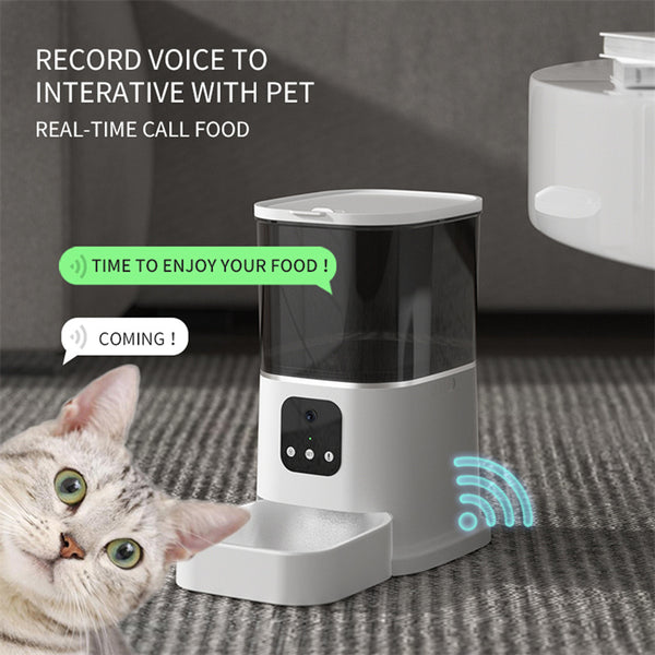 Alimentador automático para mascotas, gran capacidad, grabadora de voz inteligente, control por aplicación, temporizador, dispensador de comida para perros y gatos con WiFi, cuenco para mascotas