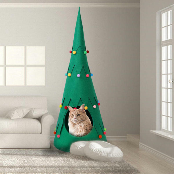 Árbol de Navidad de fieltro para mascotas, tienda plegable para perros y gatos, semicerrada, para las cuatro estaciones, universal