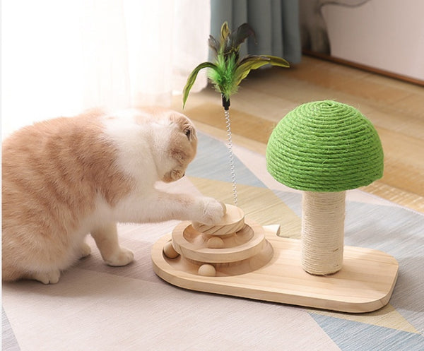 Arbre à chat pour animaux de compagnie, jouets, griffoir pour chat, meubles pour animaux de compagnie, griffoir, griffoir pour griffes de chat, double boules en sisal, accessoires pour chat