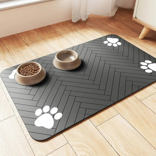 Tapis d'alimentation absorbant pour animaux de compagnie avec support en caoutchouc imperméable