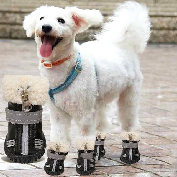 Bottes de neige d'hiver imperméables et chaudes en velours pour chiots, antidérapantes et résistantes à l'usure