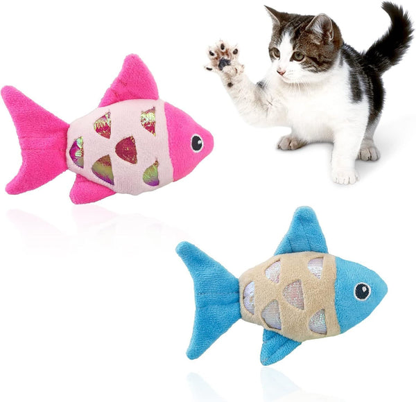 Cat Catnip Toys Small Cat Fish Toys With Crinkle Shine Ring Paper To Make Sound To Catch Your Cats Eyes And For Your Cats To Chew And Catch Interactive Cat Toys Indoor Cat