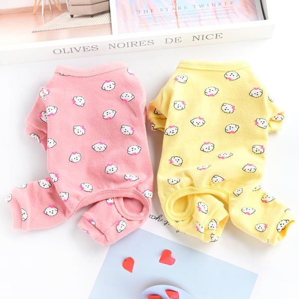 Pyjama en coton mignon pour animaux de compagnie, vêtements pour chiots et chiens, printemps et automne