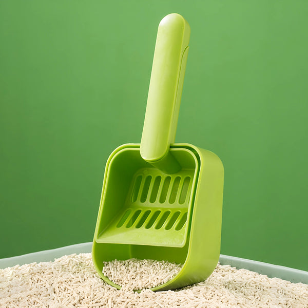 Plastic Cat Litter Scoop with Self-Cleaning Base – Easy & Efficient Litter Box Cleaning Tool