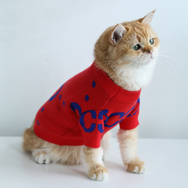 Pet Sweater Autumn And Winter Thickening Red