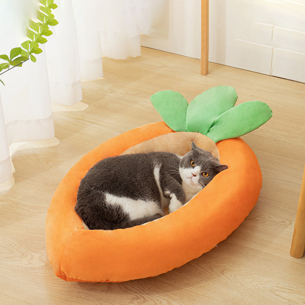 Carrot Dog Nesting Bed With Washable  Soft And Breathable Blanket Small And Medium Pet Bed Puppy Cushion