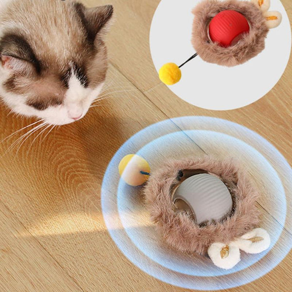 Juguete interactivo con forma de bola rodante para gatos con cola de serpiente, recargable por USB, diseño de peluche