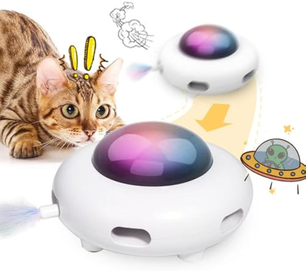 Jouets interactifs pour chats d'intérieur Jouets automatiques pour chatons Jouets pour chatons en mouvement Jouet d'épilation pour exercices de coups de pied à plumes rechargeables par USB