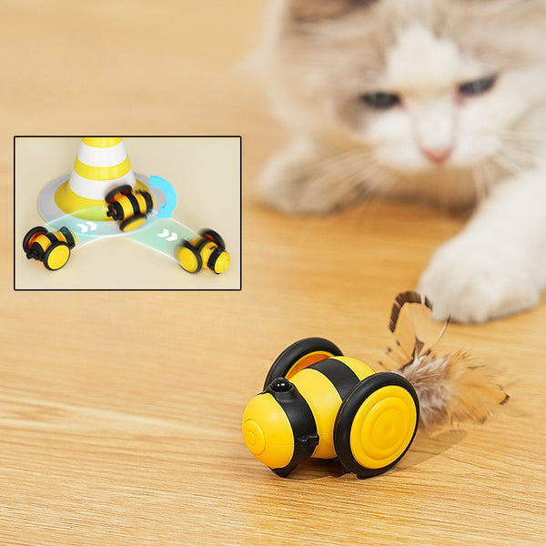 Jouet de voiture électrique pour chat, mignon chaton en train de courir, jouets pour animaux de compagnie, bâton interactif et aléatoire, jouet électrique pour chat