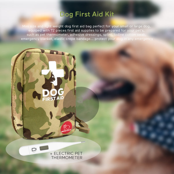 Dispositivo de primeros auxilios multifuncional para perros con camuflaje para exteriores