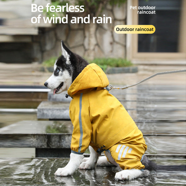 Imperméable pour chien avec réfléchissant, veste de pluie imperméable pour chien avec capuche, trou pour laisse, sangle réfléchissante pour petits et moyens chiens, vêtements légers pour chiots