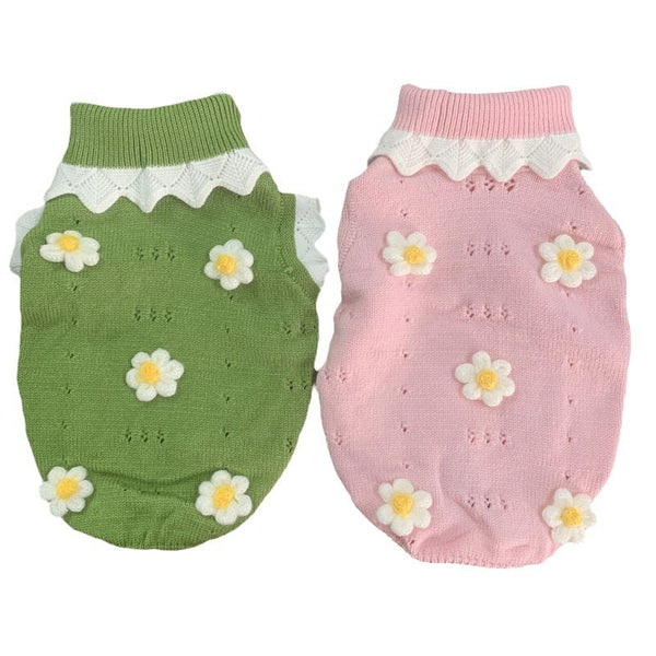 Autumn And Winter Warm And Comfortable Dog Sweater Clothes Pet Cat Clothing Flower Blossom Sweater Collection