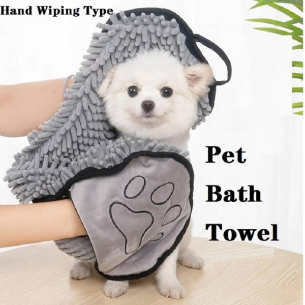 Peignoir de bain pour chien Serviette à séchage rapide Serviette douce pour animaux de compagnie Serviette de bain absorbante en fibres pour chat Gant de toilette pratique pour animaux de compagnie Gant de toilette épais et durable