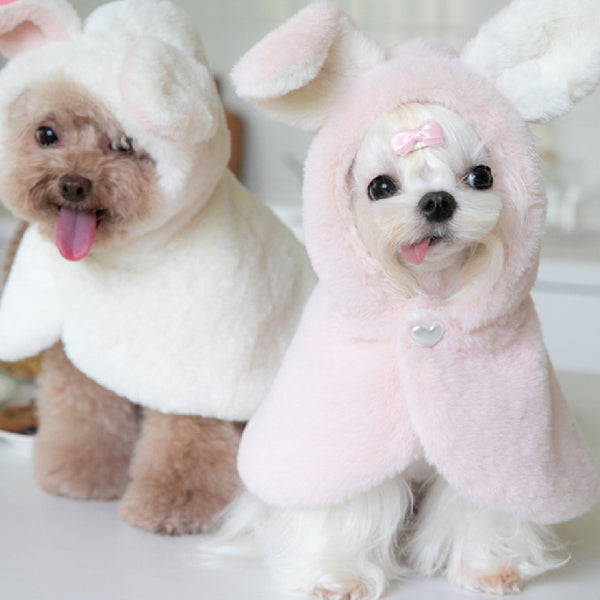 Autumn And Winter Fluffy Rabbit Modeling Pet Costume Warm Cape Cloak New Year Dogs And Cats Pet Clothes