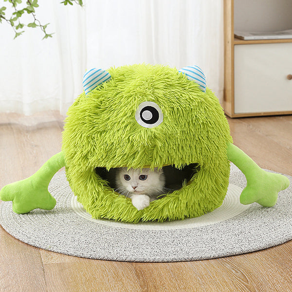 Lits pour chats d'intérieur Lit pour chat Lavable en machine Lit rond moelleux pour animaux de compagnie Coussin en peluche doux et apaisant antidérapant Auto-chauffant pour petits chiens Chatons