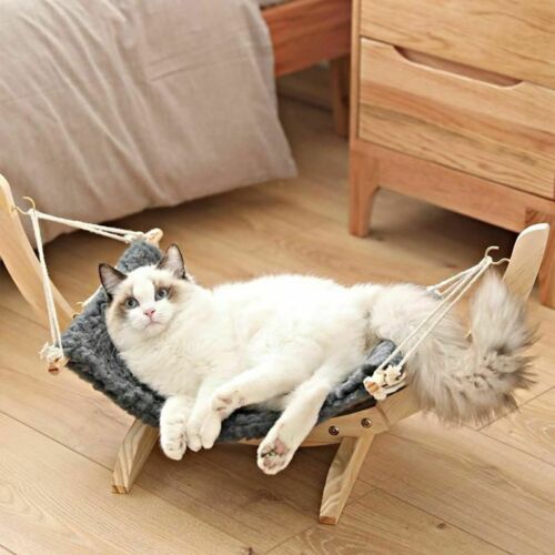Cama para perros y gatos de madera maciza, almohadilla nido para mascotas colgante