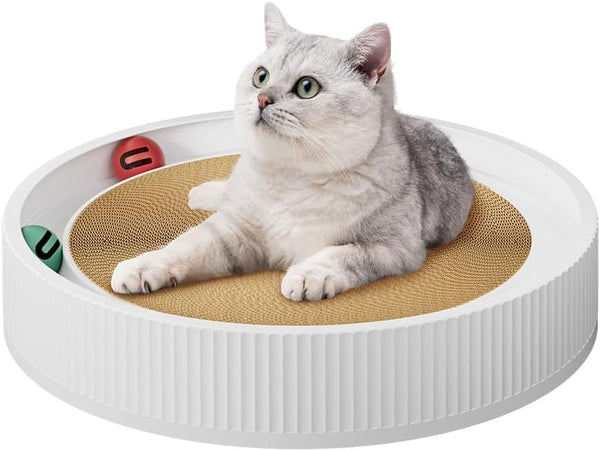 Planche à gratter pour chat Grand griffoir pour chats d'intérieur Adultes Recharges Grattoir pour chat en carton de remplacement avec jouets à balles Grattoir de qualité supérieure pour protection de meubles de lit