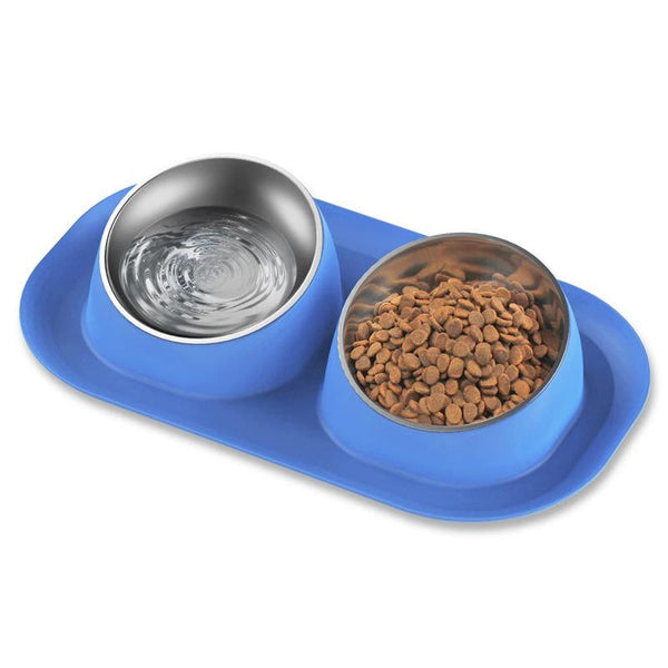 Cuenco doble inclinado de acero inoxidable para perros: cuencos de alimentación extraíbles, antideslizantes y antiderrames para gatos y perros