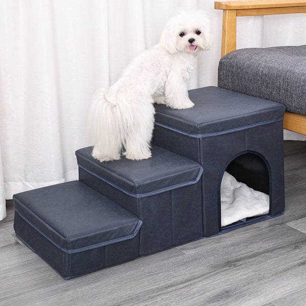 Cage de niche pour chat Escalier multifonctionnel pour chien Lit supérieur Canapé Chiot Escalade Fournitures pour animaux de compagnie