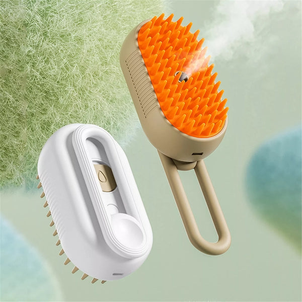 Peigne de toilettage pour animaux de compagnie avec vaporisateur électrique et brosse en silicone souple