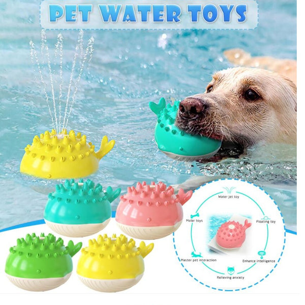 Fábrica de suministros para mascotas Amazon Hot Summer Electric Water Floating Swiming Pet Bathing Water Spray Dog Toy